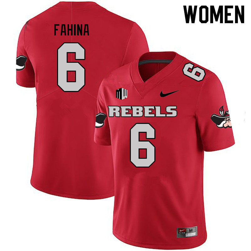 Women #6 Naki Fahina UNLV Rebels College Football Jerseys Sale-Scarlet